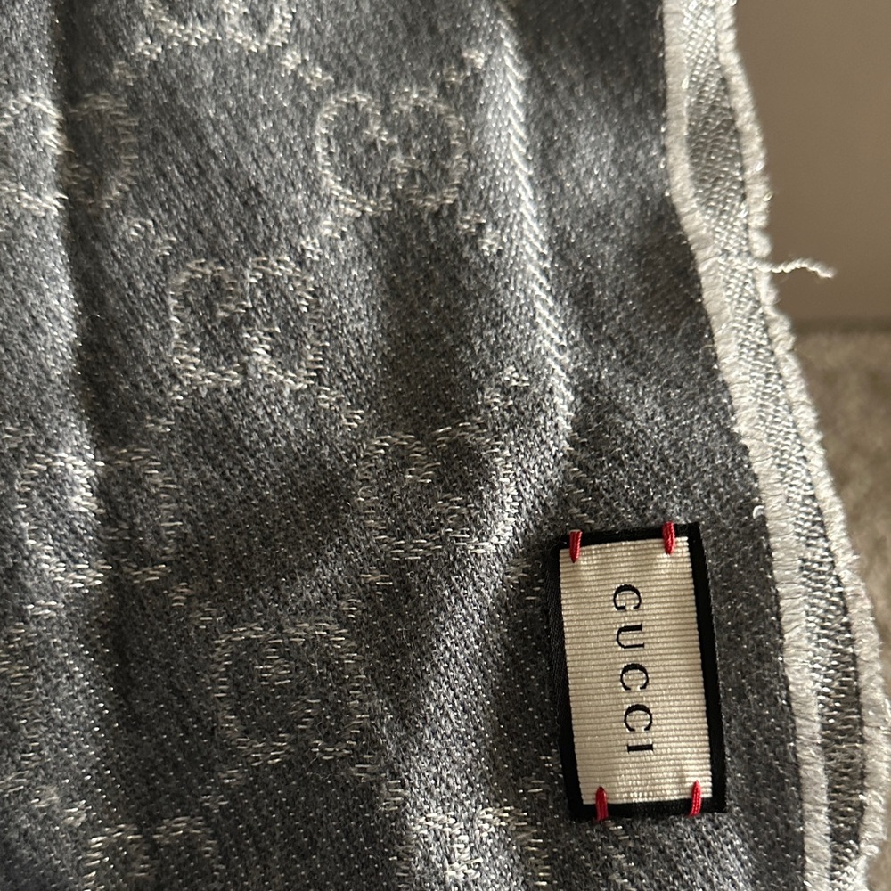 Gucci Charcoal Monogrammed Scarf - Picture 2 of 8